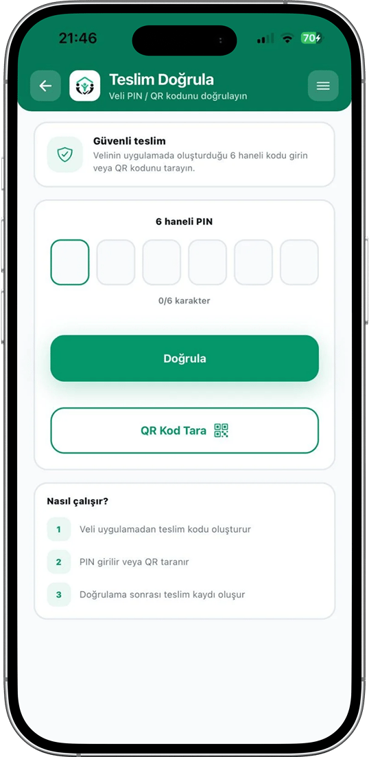 Teslim doğrulama — mobil karekod